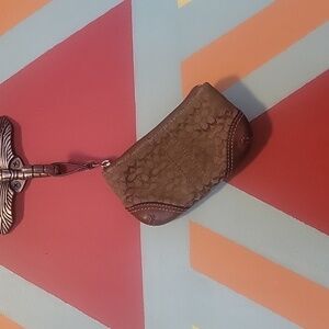 Coach Y2K Signature Canvas  And Leather Monogram Zipper Coin Purse